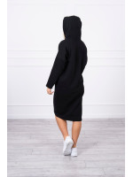 Pašiltinta suknelė su skeltuku ir gobtuvu (Juoda)