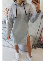 Pašiltinta suknelė su skeltuku ir gobtuvu (Pilka)