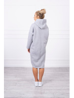 Pašiltinta suknelė su skeltuku ir gobtuvu (Pilka)