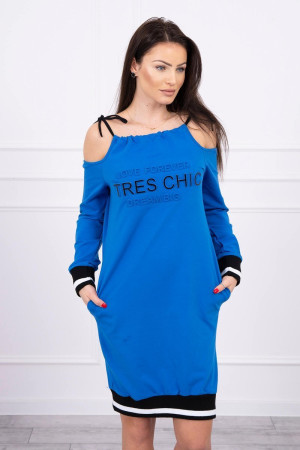 Suknelė su užrašu „Tres Chic“ (Mėlyna)