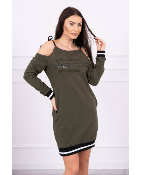 Suknelė su užrašu „Tres Chic“ (Chaki)