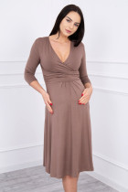 Suknelė su platėjančiu sijonu nėščiosioms (Kapučino spalvos)