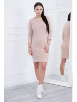Aptempta suknelė ilgomis rankovėmis (Smėlio spalvos)
