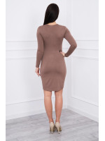 Suknelė ilgomis ranovėmis ir V formos iškirpte nėščiosioms (Kapučino spalvos)