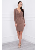 Suknelė ilgomis ranovėmis ir V formos iškirpte nėščiosioms (Kapučino spalvos)