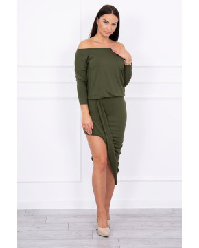 Asimetriška suknelė, 3/4rankovės (Khaki) Asimetriška suknelė, 3/4rankovės (Khaki)