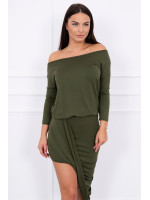 Asimetriška suknelė, 3/4rankovės (Khaki)