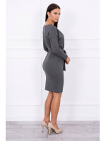 Suknelė su surišamu juosmeniu (Grafito) (Švelnios spalvos)