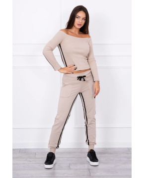 Kostiumėlis su dvigubomis juostomis (Smėlio spalva)+(Juoda) Kostiumėlis su dvigubomis juostomis (Smėlio spalva)+(Juoda)