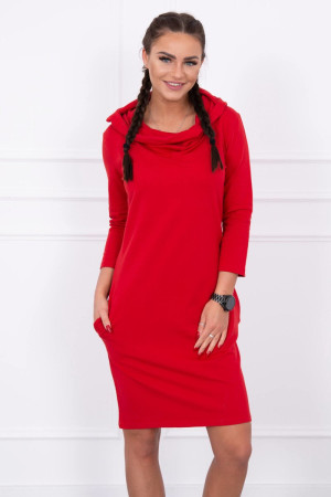 Suknelė su gobtuvu ir kišenėmis (Raudona)
