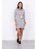 Suknelė su spalvinga aplikacija (Pilka)