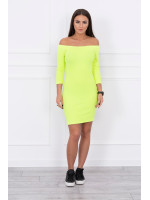 Aptempta suknelė - atvirais pečiais (Geltona) (Neoninė)