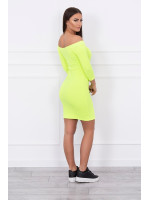 Aptempta suknelė - atvirais pečiais (Geltona) (Neoninė)