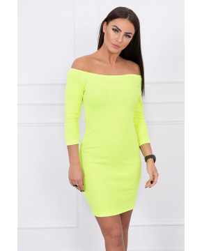 Aptempta suknelė - atvirais pečiais (Geltona) (Neoninė) Aptempta suknelė - atvirais pečiais (Geltona) (Neoninė)