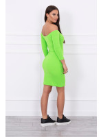 Aptempta suknelė - atvirais pečiais (Žalia) (Neoninė)