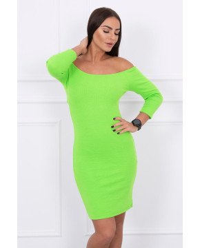 Aptempta suknelė - atvirais pečiais (Žalia) (Neoninė) Aptempta suknelė - atvirais pečiais (Žalia) (Neoninė)