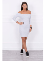 Aptempta suknelė - atvirais pečiais (Šviesi) (Pilka)