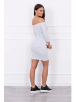 Aptempta suknelė - atvirais pečiais (Šviesi) (Pilka)