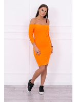 Aptempta suknelė - atvirais pečiais (Oranžinė) (Neoninė)