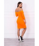 Aptempta suknelė - atvirais pečiais (Oranžinė) (Neoninė)