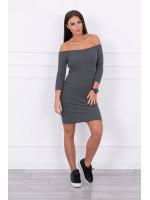 Aptempta suknelė - atvirais pečiais (Grafito) (Švelnios spalvos)