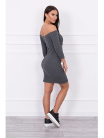 Aptempta suknelė - atvirais pečiais (Grafito) (Švelnios spalvos)