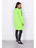 Ilgas megztukas su gobtuvu (Žalia) (Neoninė)