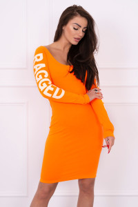 Suknelė su užrašu ,,Ragged" (Oranžinės neoninės spalvos)