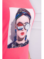 Palaidinė su moters aplikacija (Rožinė) (Neoninė)