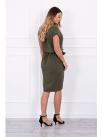 Suknelė su asimetrišku priekiu ir dirželiu (Chaki)