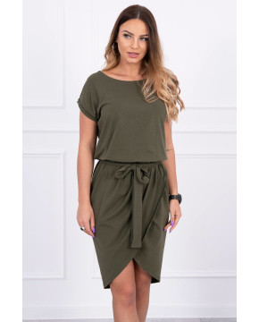 Suknelė su asimetrišku priekiu ir dirželiu (Chaki) Suknelė su asimetrišku priekiu ir dirželiu (Chaki)