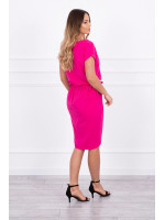 Suknelė su asimetrišku priekiu ir dirželiu (Fuksijos)