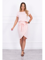 Suknelė su asimetrišku priekiu ir dirželiu (Šviesiai) (Rožinė)