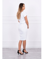 Suknelė su asimetrišku priekiu ir dirželiu (Balta)