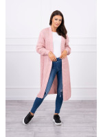 Ilgas megztas kardiganas (Rožinė)