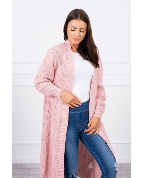 Ilgas megztas kardiganas (Rožinė)