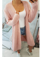 Ilgas megztas kardiganas (Rožinė)