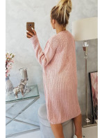 Ilgas megztas kardiganas (Rožinė)