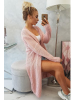 Ilgas megztas kardiganas (Rožinė)