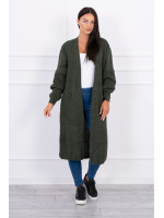 Ilgas megztas kardiganas (Chaki)