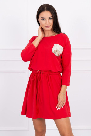 Suknelė su blizgančia kišene (Raudona)