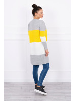 Megztas kardiganas su sagutėmis (Pilka su geltona)