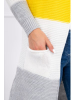 Megztas kardiganas su sagutėmis (Pilka su geltona)