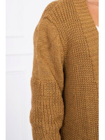 Ilgas, megztas kardiganas (Šviesiai ruda)