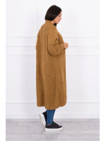 Ilgas, megztas kardiganas (Šviesiai ruda)