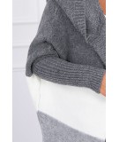 Trijų spalvų megztinis su gobtuvu (Grafito)+(Šilko spalva)+(Pilka)