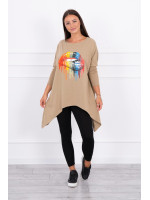 Palaidinė su 3/4 rankovėmis „Kiss“ (Šviesiai ruda)