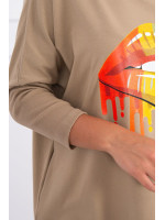 Palaidinė su 3/4 rankovėmis „Kiss“ (Šviesiai ruda)