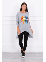 Palaidinė su 3/4 rankovėmis „Kiss“ (Pilka)