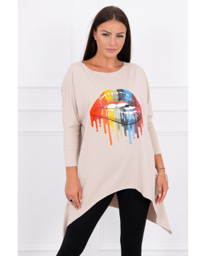 Palaidinė su 3/4 rankovėmis „Kiss“ (Smėlio spalva) Palaidinė su 3/4 rankovėmis „Kiss“ (Smėlio spalva)